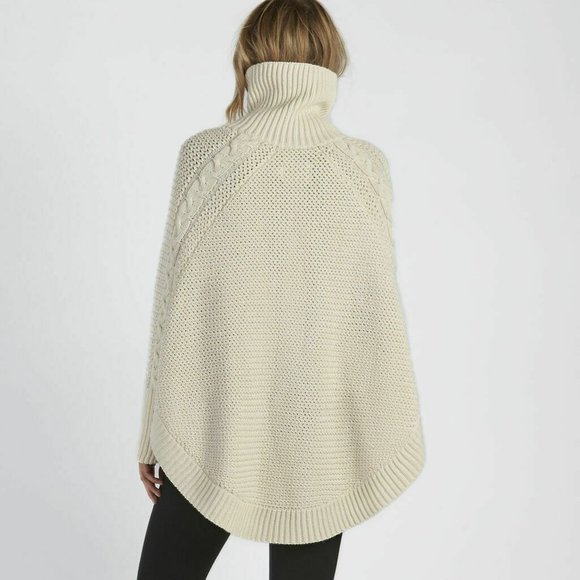 UGG Cable Knit Button Maribeth Cape Poncho Sweater Cream Size XS / S H12016 - Picture 8 of 12